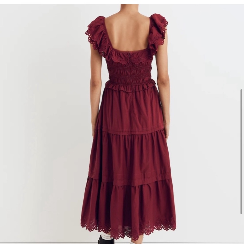 Madewell lucie embroidered cotton midi dress vintage mulberry